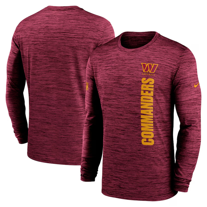 Men's Washington Commanders Burgundy 2024 Sideline Team Velocity Performance Long Sleeve T-Shirt